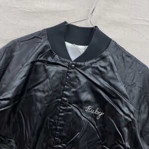 Auburn Sportswear Bomber Jacket Mens XL Black Vintage 1991 Jamaica Dance Club